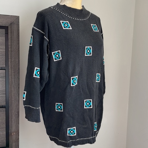 Vintage Crochet Knit Women's Maggie Lawrence Collection Mock Neck Sweater - Picture 5 of 13